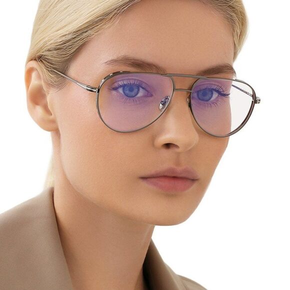 NEW Tom Ford TF5658 008 Shiny Gunmetal Aviator Unisex Eyeglasses - Picture 2 of 13